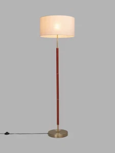 John Lewis Hamilton Floor Lamp, Walnut Stain/Antique Brass Brand New - Picture 1 of 5