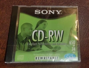 Sony CD-RW Rewritable Disk 650MB 74 Mins 1 Brand New Factory Sealed Low Price - Afbeelding 1 van 2