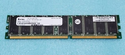 STEC 256MB DDR1 PC2700  DDR-333MHZ 32X8 9CHIPS 184PIN  ECC UBDIMM 15-9164-01  - Image 1 of 2