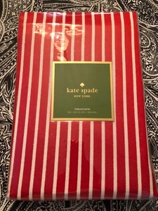 Kate Spade HARBOUR DRIVE CRANBERRY Red & White Stripe 60 x 102" Tablecloth--NWT - Picture 1 of 3