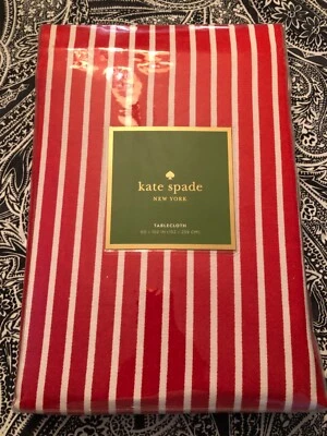 Kate Spade HARBOUR DRIVE CRANBERRY Red & White Stripe 60 x 102" Tablecloth--NWT - Image 1 of 3