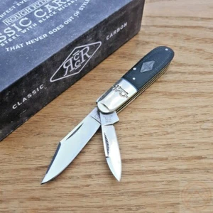 Rough Ryder Barlow Pocket Knife Carbon Steel Blades Black Micarta Handle 2210 - Picture 1 of 12