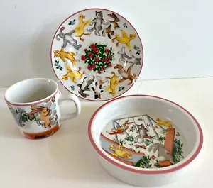 Tiffany Playground Child’s 3-Piece China Set Bowl Cup & Plate Tiffany & Co EC - Picture 1 of 8