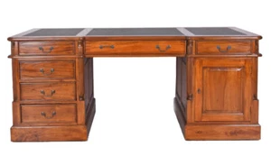 Chefschreibtisch Antik Partnerdesk Empire Mahagoni 180cm Schreibtisch Bürotisch - Bild 1 von 9