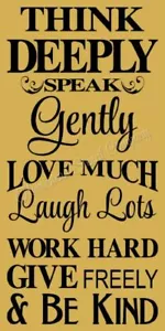 STENCIL 9179 J -11"x20" Think Deeply Speak Stencil Insegna Mylar Delicatamente Riutilizzabile - Foto 1 di 1