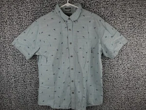 Eddie Bauer Men's L Classic Fit Button Up Shirt Moose Fish Print Short Sleeve - Picture 1 of 12