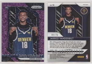 2018-19 Panini Prizm Fast Break Purple /75 Jarred Vanderbilt #42 Rookie RC