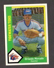 Orlando Mercado 1990 CMC authentic autographed card Tidewater Tide