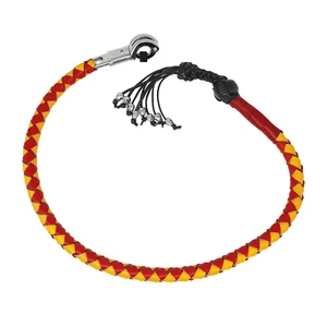 36" Long Genuine Hand-Braided Leather Red & Yellow Get Back Whip For Motorcycles - Picture 1 of 4