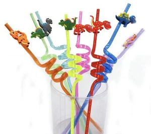 8pcs Fun Dinosaur Style Reusable Drinking Straws for Children - Funny Party S... - Picture 1 of 6