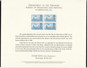 1972 Stamp Expo San Francisco, SC26 souvenir card B-21 airmail Sc C36 Bay Bridge - Picture 1 of 1