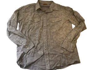 Ariat Western Long Sleeved Button Up Shirt L Pearl Snaps Striped Paisley - Picture 1 of 7