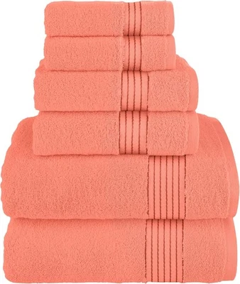 Juego de toallas: 2 toallitas, 2 toallas de mano y 2 toallas de baño - 珊瑚色 — 第 1/4 张图片