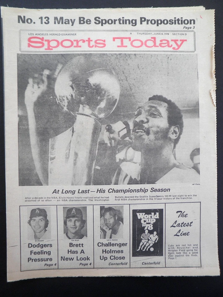 RARO PERIÓDICO DEPORTIVO DE COLECCIÓN WASHINGTON BULLETS HAYES GANAR CAMPEONATO DE LA NBA 1978 Foto 1 de 1