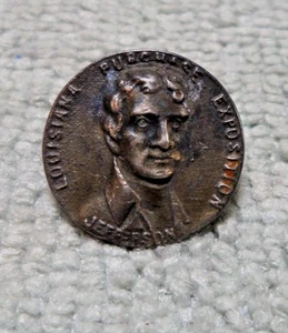Antique Metal Picture Button JEFFERSON LOUSIANA PURCHASE EXPOSITION - Picture 1 of 3