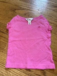 Lilly Pulitzer Girls Pink Tshirt Crew Neck Size 4T Puff Sleeves - Picture 1 of 3