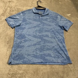 Nike Vapor Jacquard Camo Polo Shirt Mens Large Blue Dri-FIT Golf Performance - Picture 1 of 10