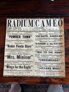 WW2 Homefront cines ESVA Radio Cabo Charles Cameo Exmore War Bonds Adv - Imagen 1 de 2
