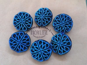 ♥Nr.57-Alte Glasknöpfe scarabe 6 Stück Blumen Neugablonz 23 mm ♥ - Picture 1 of 2