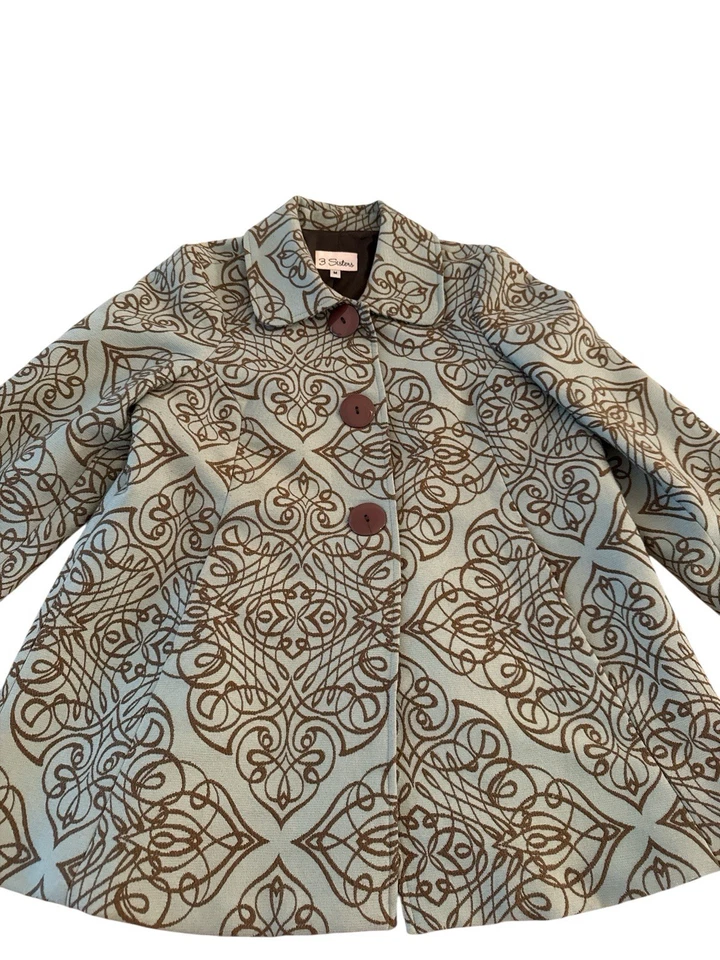 Chaqueta 3 Hermanas Talla Abrigo M Elegante Estilo 3S191/868 Marrón y Azul Acuático/Verde azulado Foto 1 de 4