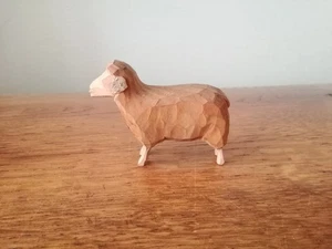 Lotte Sievers-Hahn geschnitzte Vintage Krippenfigur Schaf hell Kopf hoch 4 cm - Bild 1 von 4
