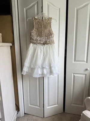 Very Cute Gold And Cream, Two Piece Prom Or Party Dress  Junior 2 - Image 1 of 4