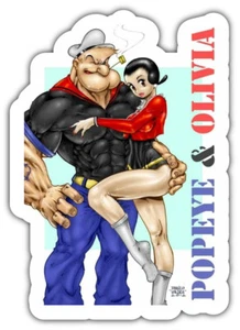 Popeye & Olive Cartoon Car Bumper Sticker Decal- 3'' or 5'' - Picture 1 of 1