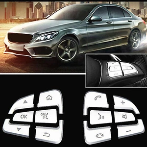 Steering Wheel Button Silver Trim Fit For 2015-18 Mercedes-Benz GLC C Class W205 - Picture 1 of 5