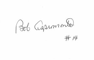 SIGNED 3x5 INDEX CARD OF BOB ASPROMONTE!! GREAT AUTOGRAPH!!