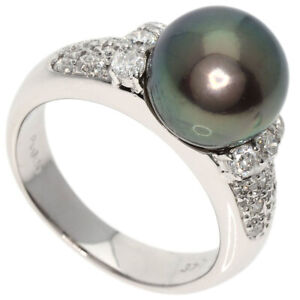0.45ct Pearl Pearl Diamond Ring Platinum PT900  9.6g