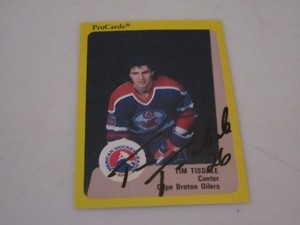 TIM TISDALE AUTOGRAPHED 1989 AHL PROCARDS CARD-CAPE BRETON OILERS