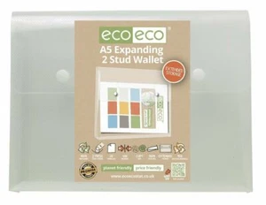 eco eco A5 Stud Wallet 95% Recycled Clear Transparent Expanding 2 Stud Closure - Picture 1 of 2