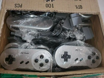 24 LOT of NEW Silver YOBO FC TWIN FC2 OR SNES Controllers Control pads 18P - Image 1 of 2