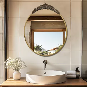 Ornate Glam Oval Wall Mirror Antique Gold Beautiful Mirror fr Entryway Fireplace - Picture 1 of 12