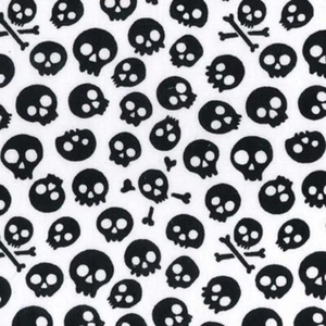 Crafts Fabric Small Skull Cross Bones Halloween Costume Polycotton Material - Picture 1 of 3