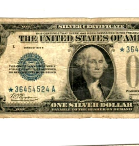 $1 (KEY STAR)!! (1928-B KEY) $1 (KEY STAR) 1928-B (SILVER CERT.) STAR"STAR" - Picture 1 of 3