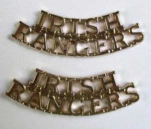 Pair Unissued UK Army:"ROYAL IRISH RANGERS STAYBRITE SHOULDER TITLES" (1990s) - Picture 1 of 5