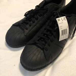 adidas Originals Mens 19 Superstar Sneakers Black on BLACK Basketball SHOES NEW - Picture 1 of 24