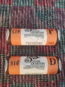2006 P&D SET NORTH DAKOTA QUARTER ROLLS BU - Picture 1 of 1