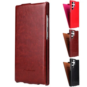 For Samsung Galaxy S25/S25+/S24+ Ultra Vertical Flip Case PU Leather Pouch Cover - Picture 1 of 21