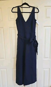 Sam Edelman Womens V-Neck Sleeveless Wide Leg Jumpsuit Size 8 Navy Blue NEW  - Picture 1 of 8