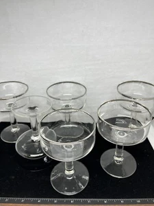 Platinum Trim Champagne Sherbert Vintage 50's 60's Glass Executive Set Of 6 MCM - Bild 1 von 8