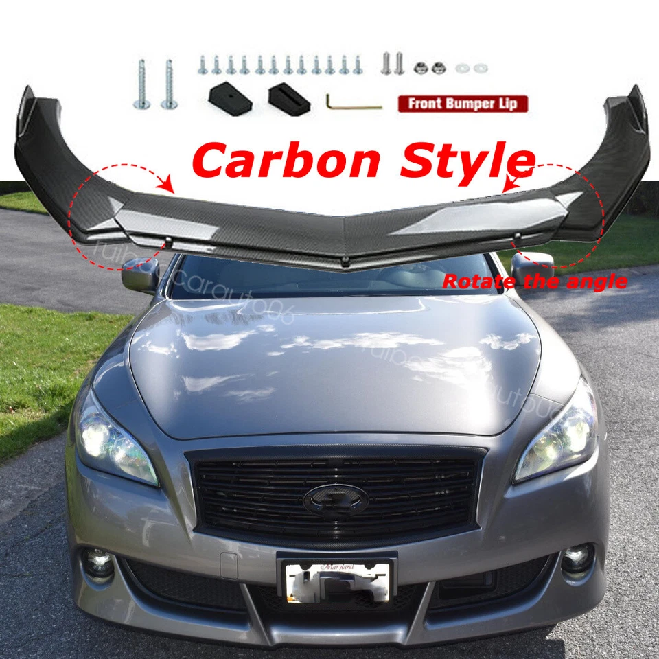 For Infiniti M35 M35h M37 M45 Carbon Style Front Bumper Lip Spoiler Splitter Foto 1 de 4