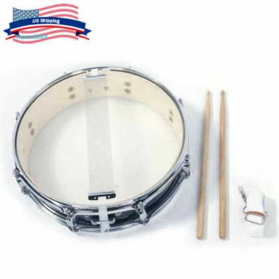 13x3.5” Professional Acoustic Snare Drum Percussion W/Drumsticks&Strap Set Black - Image 1 of 4