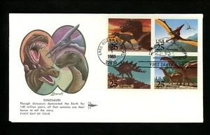 US FDC #2422-2425 Gill Craft 1989 Buena Vista FL Prehistoric Animal dinosaurs - Picture 1 of 2
