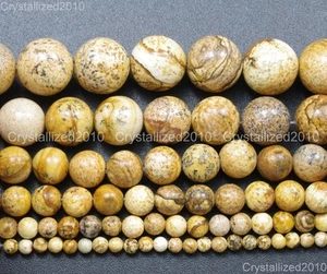 Natural Picture Jasper Gemstone Round Beads 2mm 4mm 6mm 8mm 10mm 12mm 14mm 16'' - Picture 1 of 13