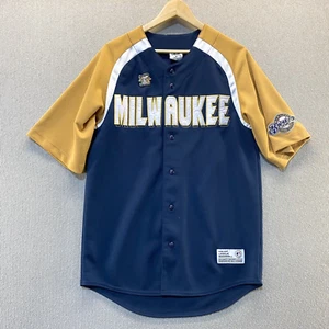 Milwaukee Brewers Jersey Mens Medium Dynasty Stitched w/ Racing Sausages Pin MLB - Picture 1 of 8