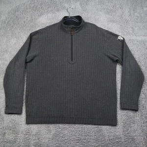 Straight Down 1/4 Zip Sweater Mens Large Herringbone Gray Golf 100% Cotton - Picture 1 of 16