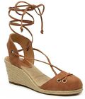 Lucky Brand S9.5 Keller Colorado Tan Sandals Espadrille Suede Ankle Wrap Lace Up