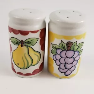 Ceramic Fruit Salt and Pepper Shakers Cherries Grapes Peaches and Pears - Picture 1 of 6